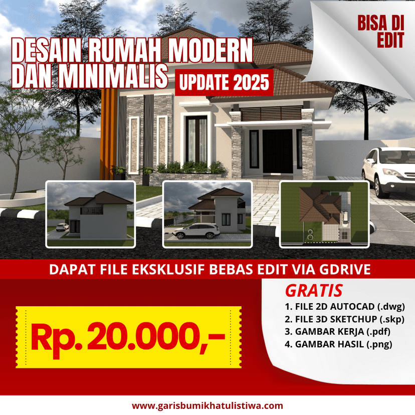 DESAIN RUMAH 11.7 X 9.5 M (1LT)