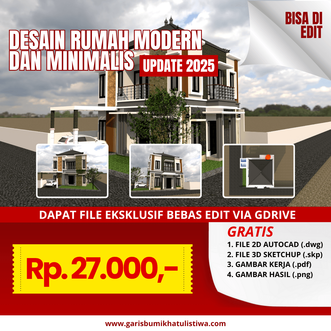 DESAIN RUMAH 12.5X12.5 M (2LT)
