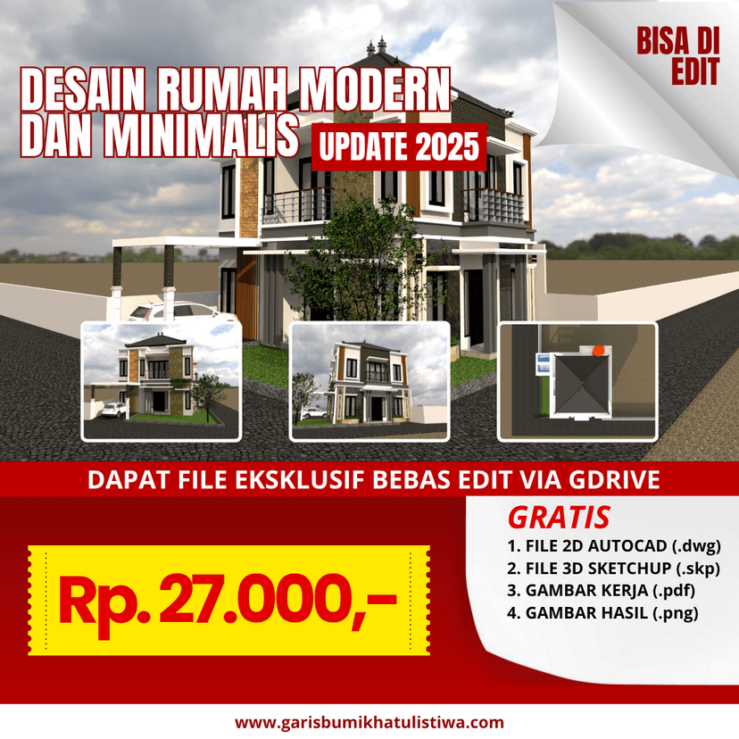 DESAIN RUMAH 12.5X12.5 M (2LT)