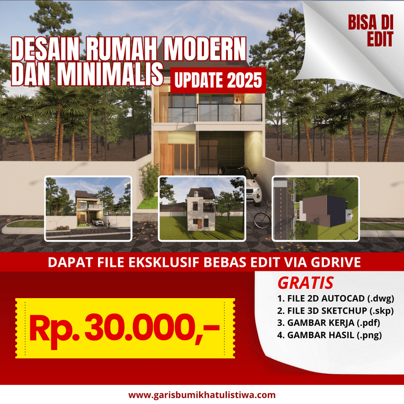 DESAIN RUMAH 6.8X24 M (2LT)