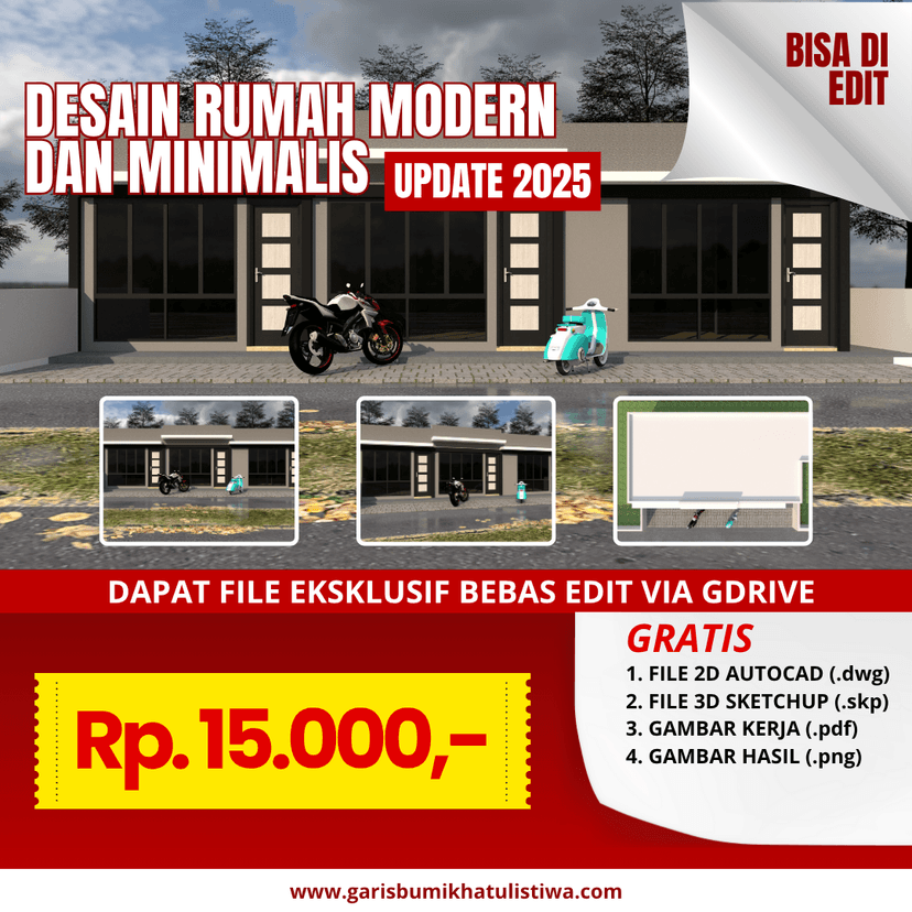 DESAIN RUMAH TOKO 6X13 M (1LT)