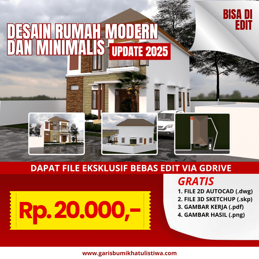DESAIN RUMAH 9X14.5 M (2LT)